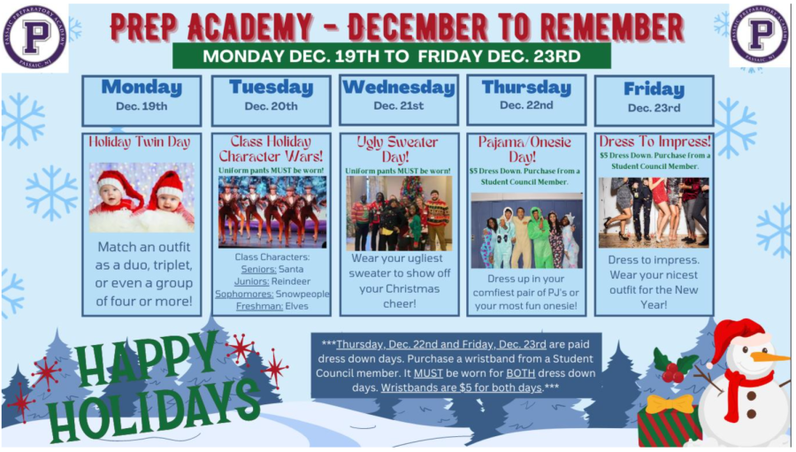 December to Remember dress-down schedule Dec. 19-23