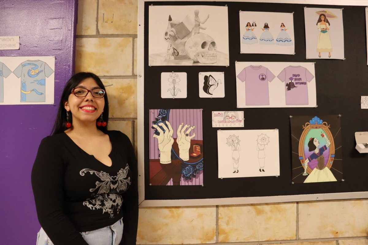 Prep Senior, Mia Munoz-Aguilar and her artwork.