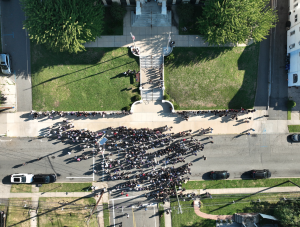 Prep's 9/11 ceremony, taken from a drone, 2025.